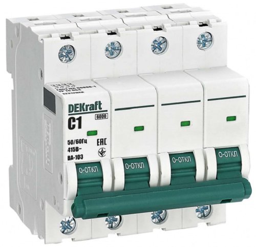 Выключатель автоматический DEKraft ВА-103 4п 1А C 6кА фото Выключатель автоматический DEKraft ВА-103 4п 1А C 6кА картинка